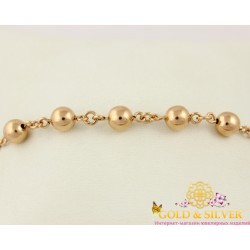 Серебряный браслет позолоченный шарики 18 сантиметров. 820081л